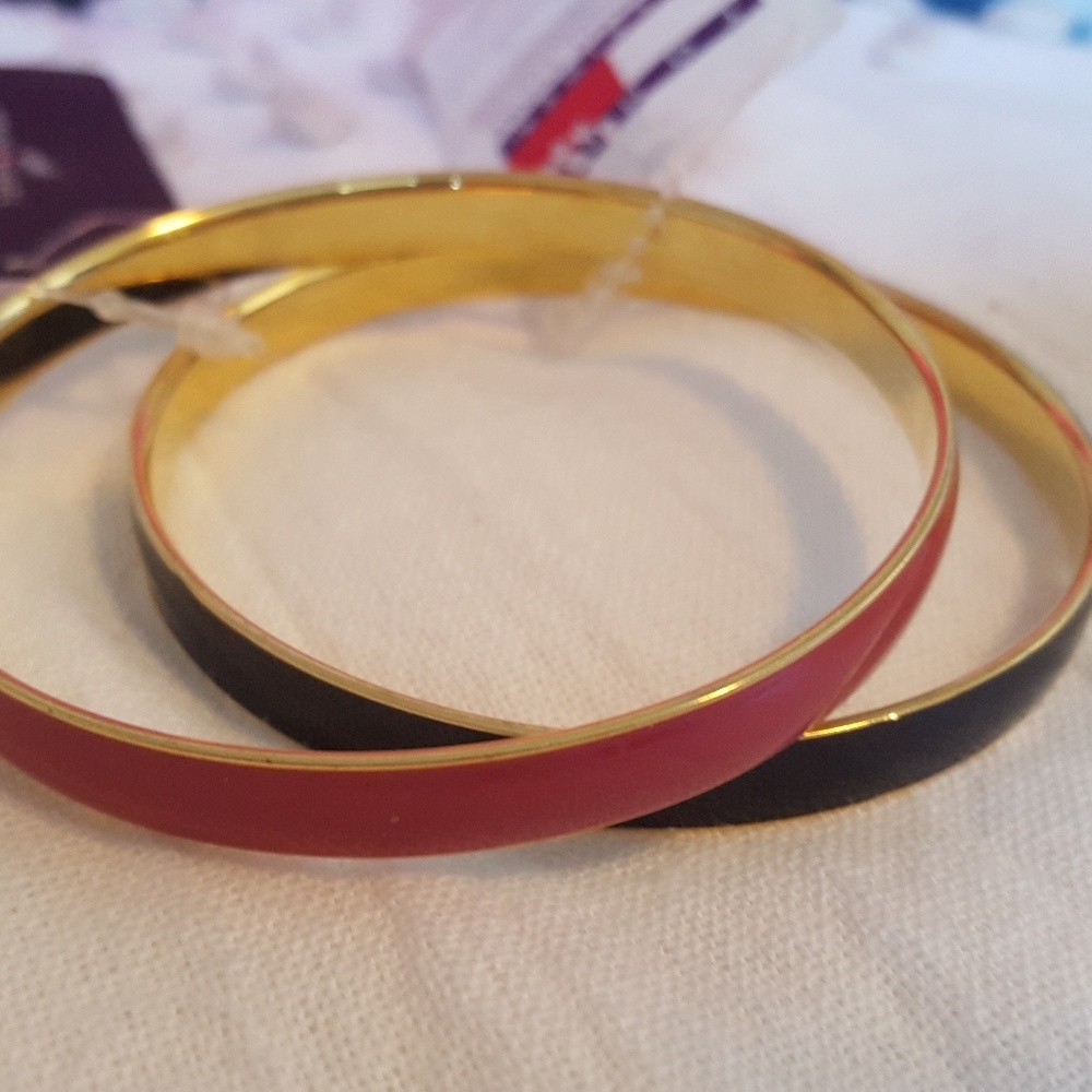 Tommy Hilfiger Navy and Pink Gold Bangles (3)